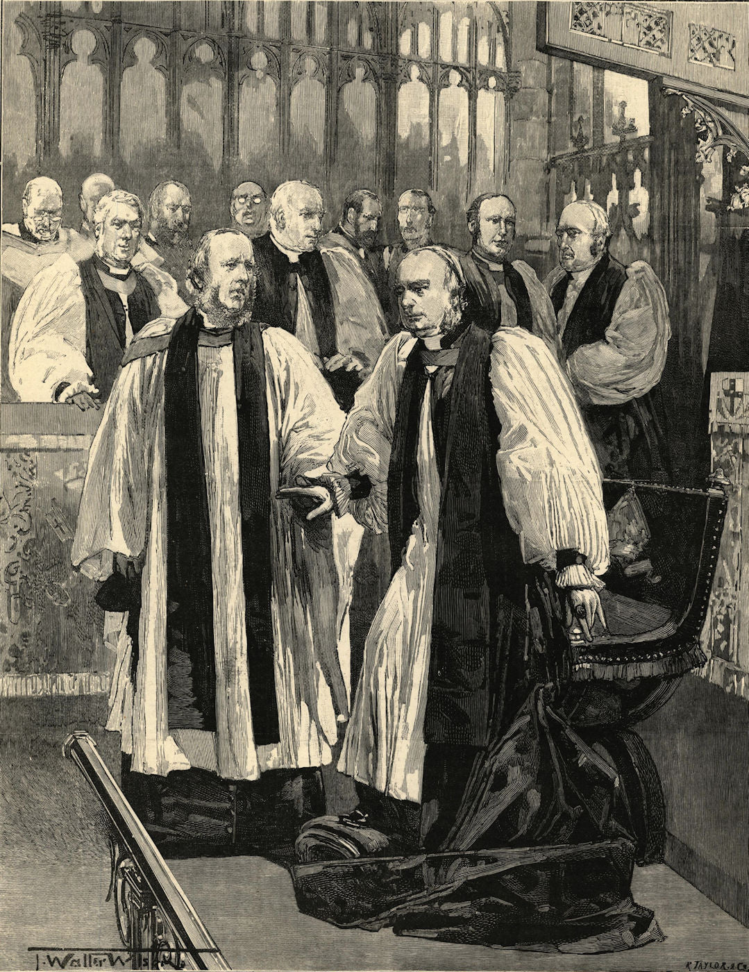 Installation of the Archbishop of York in York Minster. The Dean 1891 print